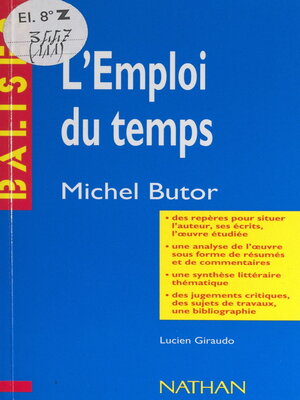 cover image of L'emploi du temps, Michel Butor